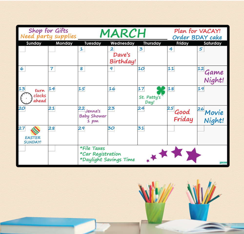 Buy Everase 2 X 3 Monthly Re Stic Dry Erase Calendar